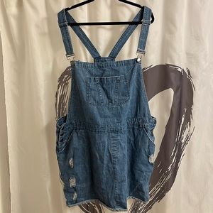 City Chic plus size painter jean jumper dress EUC